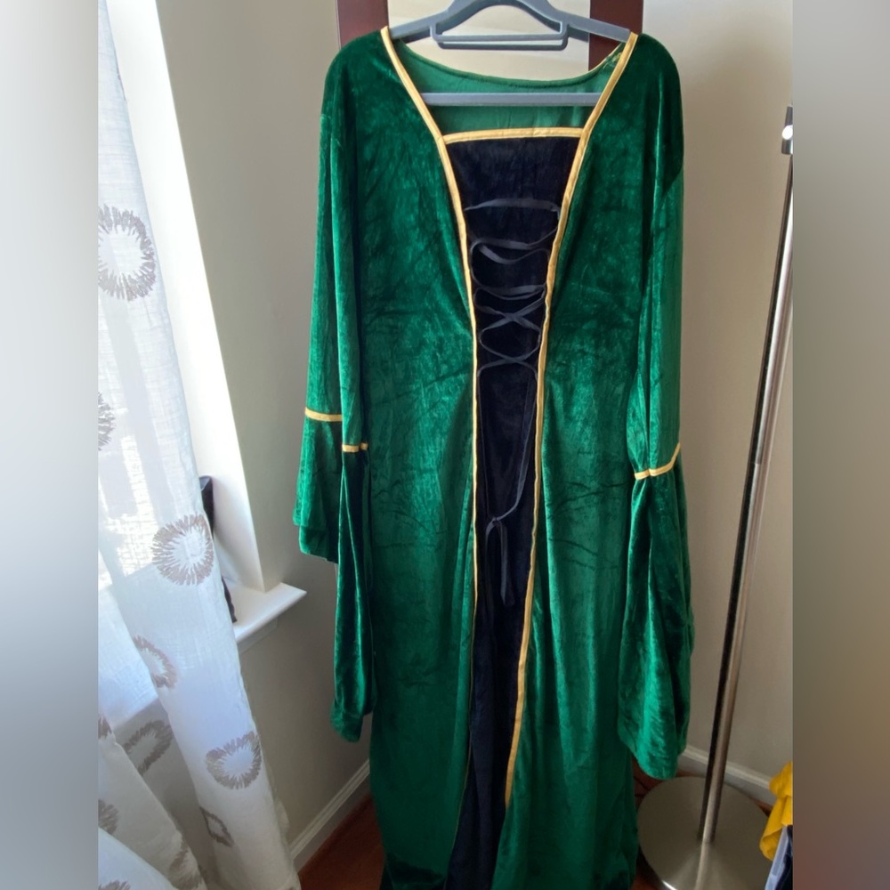 NWT!  Renaissance Faire dress!  Green & black crushed velvet princess dress